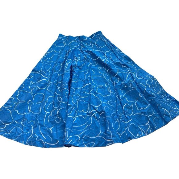 Madewell Skirt Womens 8 Blue Floral Signature Poplin‎ Maxi Linear Bloom Pockets - Picture 10 of 13